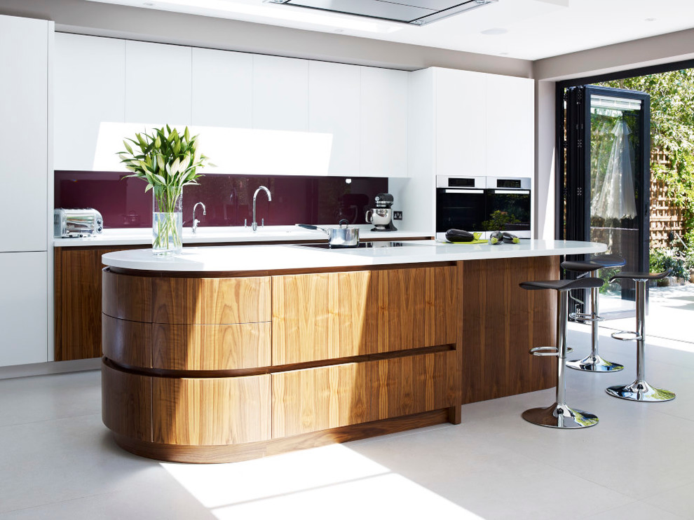 High End Customized Furniture Melamine Wood Grain Kitchen Island