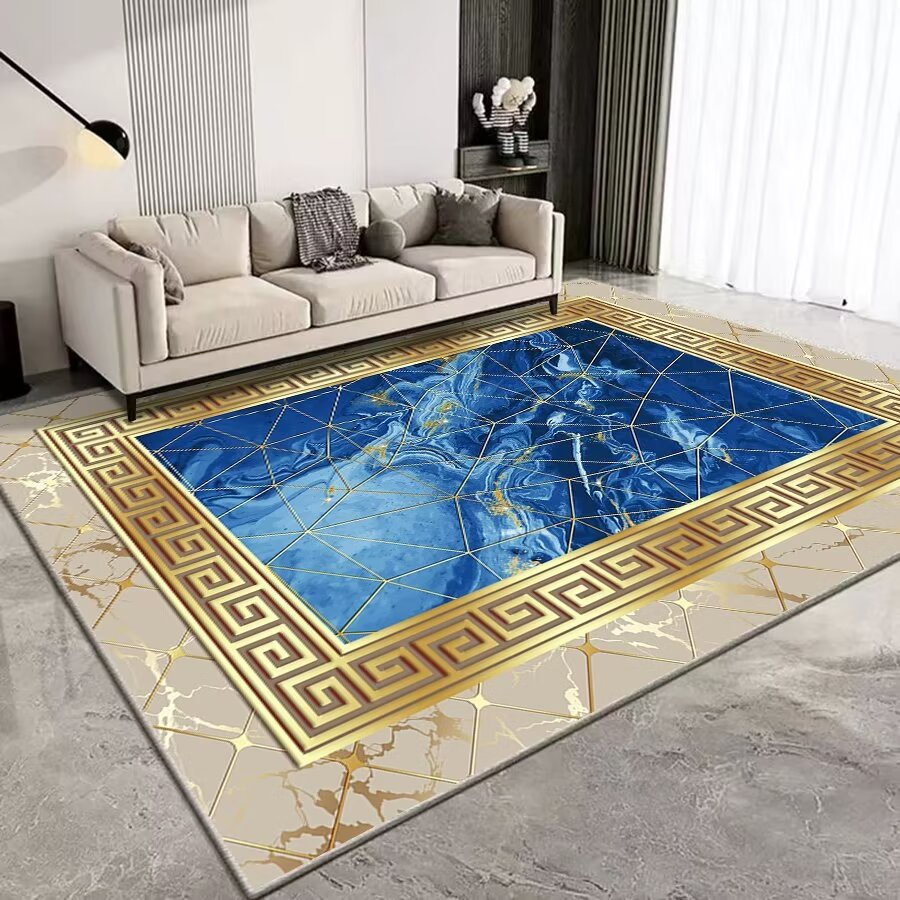Classic Persian Carpet Polyester 3D Printed Center Rug Living Room Modern