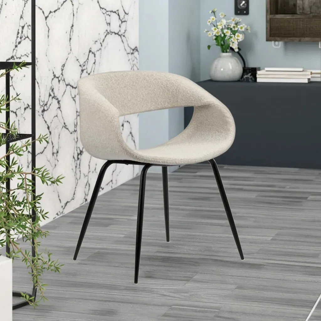 Commercial Modern Unique Style Dining Room Chairs Luxury Cream White Material Fabric Arm Accent Cafe Chairs for Restaurant