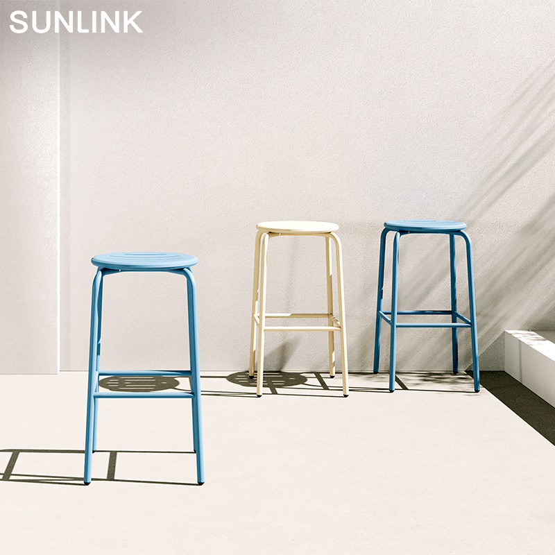 Elegant European Modern Bar Stools Chair Kitchen High Counters Restaurants Home Bars Outdoor Metal Aluminum 65/75cm Bar Stools