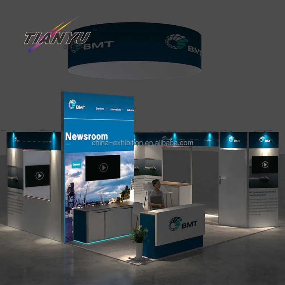 Modern Luxury Custom 6X6m Aluminum Modular Trade Show Booth &amp; Exhibition Island Stand with TV for Showroom, Expo &amp; Fair