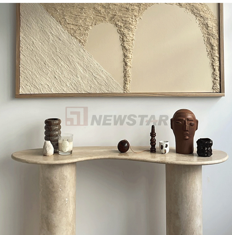 Irregular Travertine Living Room Furniture Travertine Entry Table Console Marble Console Table