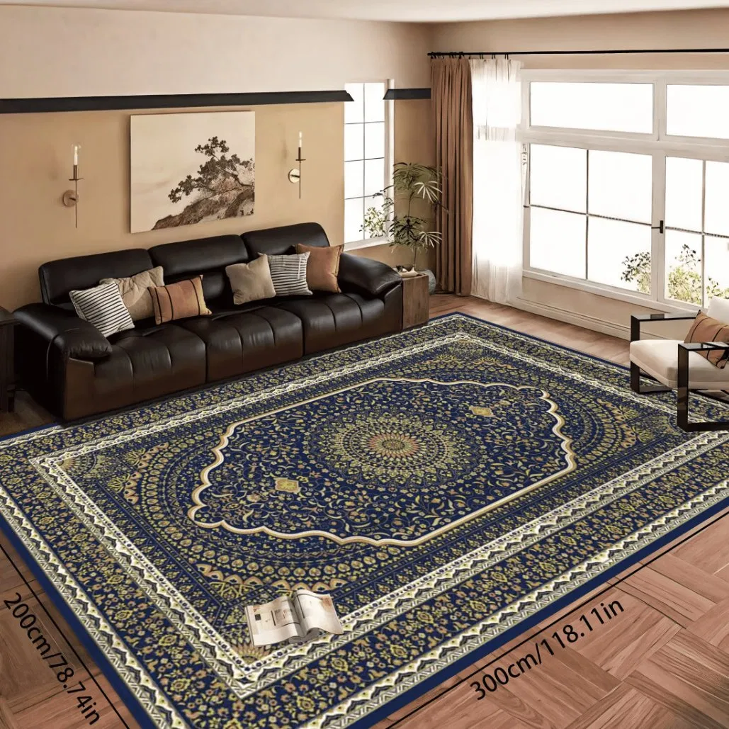 Ultra-Soft Floral Print Carpet Stain Resistant Non-Slip Backing Rugs Vintage Area Rug for Living Room Bedroom Home Office