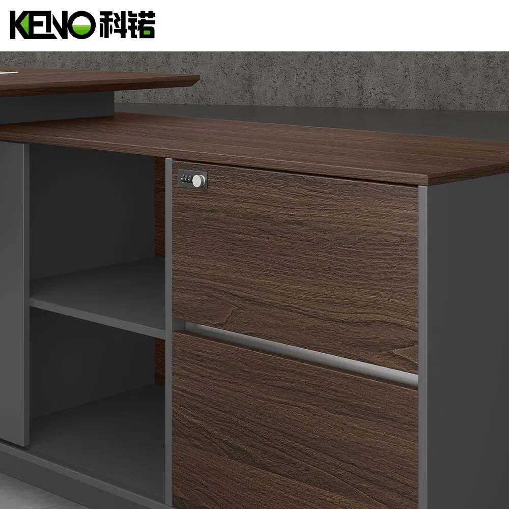 Modern Convertible Modular Custom Office Desk Wooden Hospital Executive Computer Office Table with Side Cabinet and Panel Design