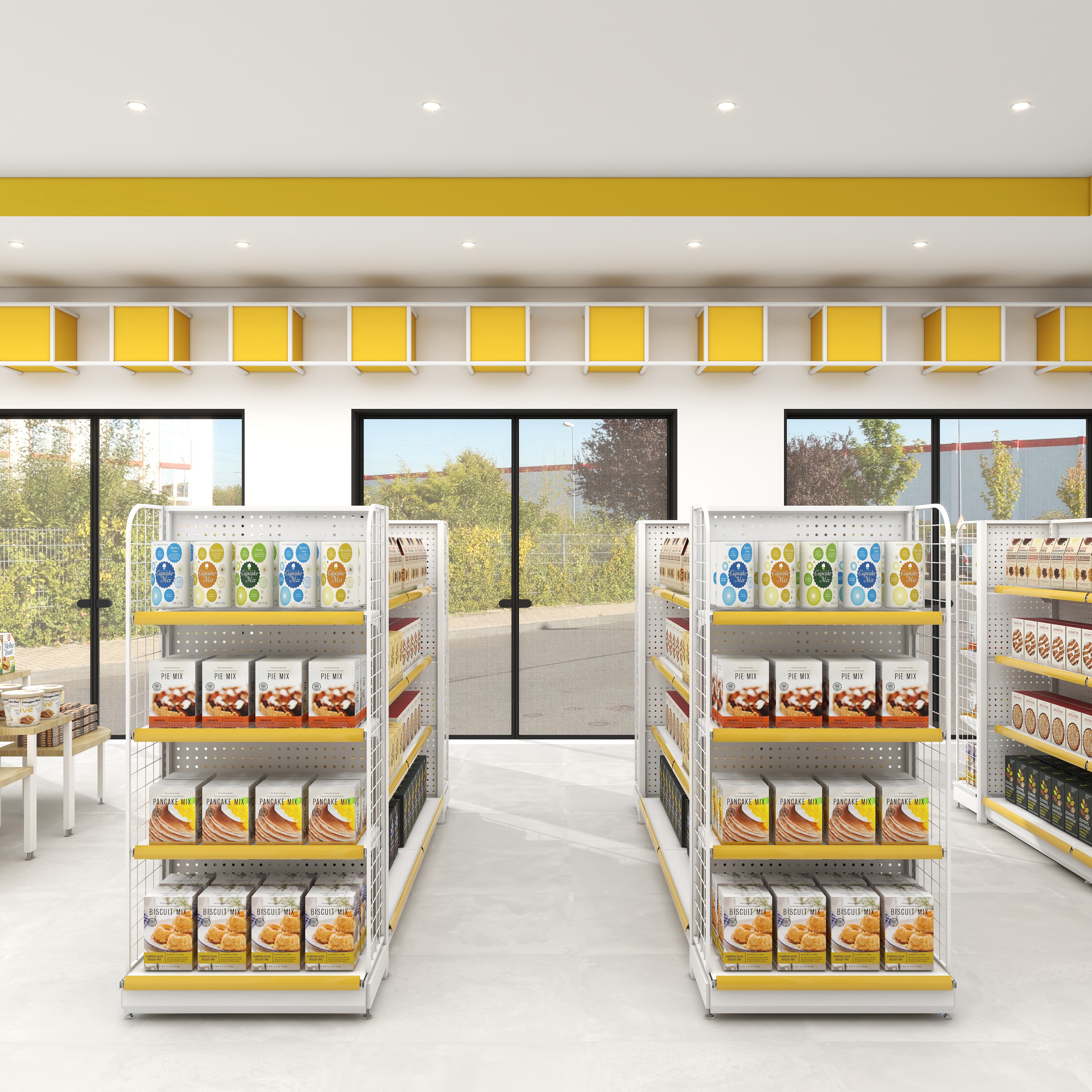 Convenience Store Shelves Snack Shelves Perforated Boards Island Storage Shelves Display Stand Plastic Metallic Light Duty