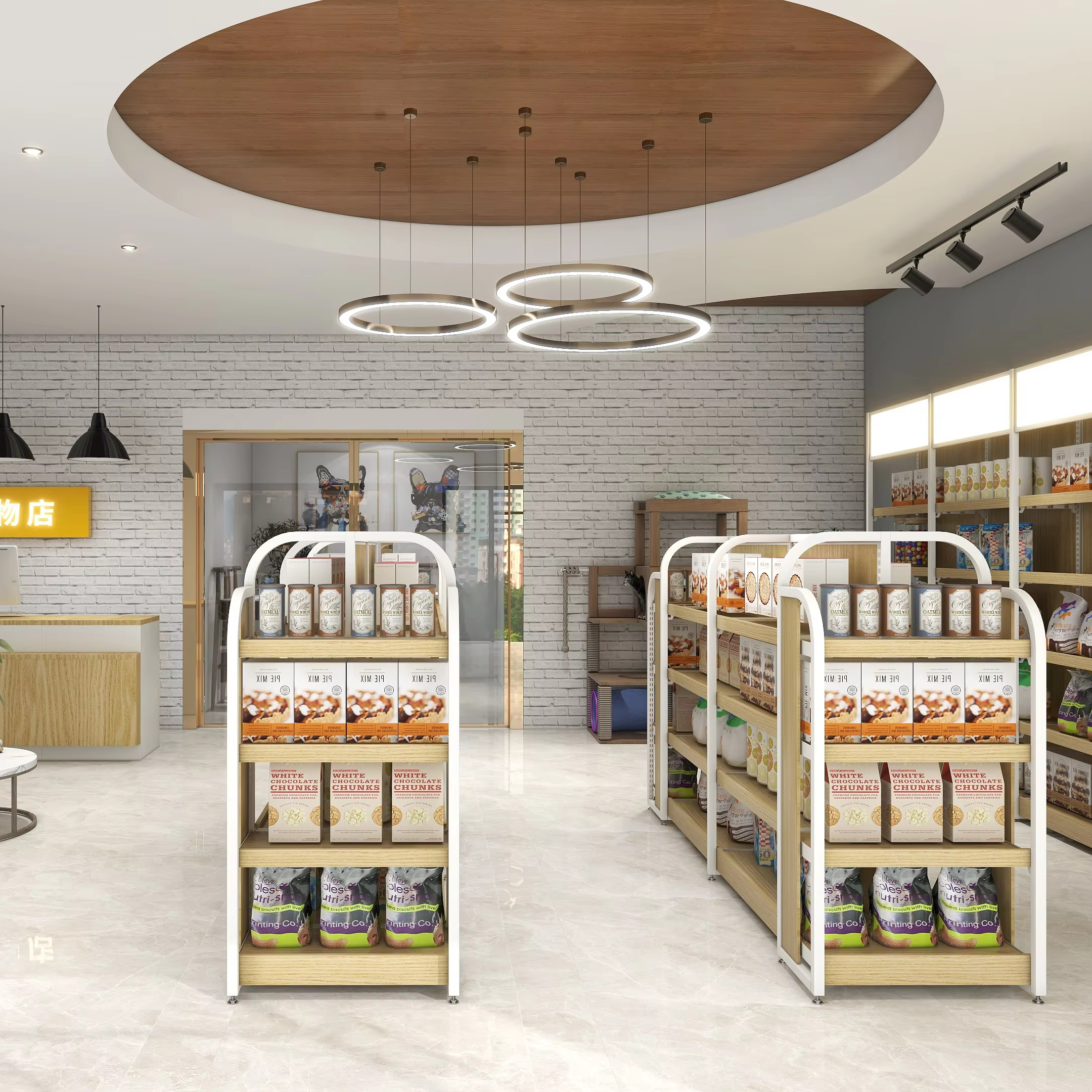 RD-38# Double-Sided Acrylic and Wood Arch-Shaped Multicamadas RZ Storage and Display Estante for Supermarket Use