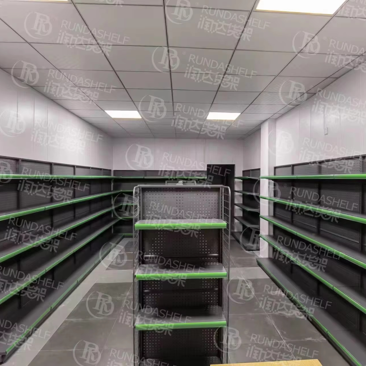 Convenience Store Shelves Supermarket Shelves Snack Shelves Metallic Light Duty Freestanding Supermarket Rack Perforated Boards