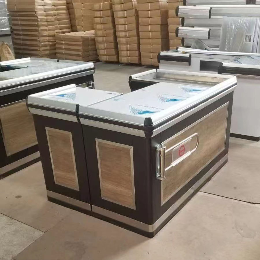 New Design -Colored Motorized Checkout Counter for Supermarkets Powder Coating Finish Material