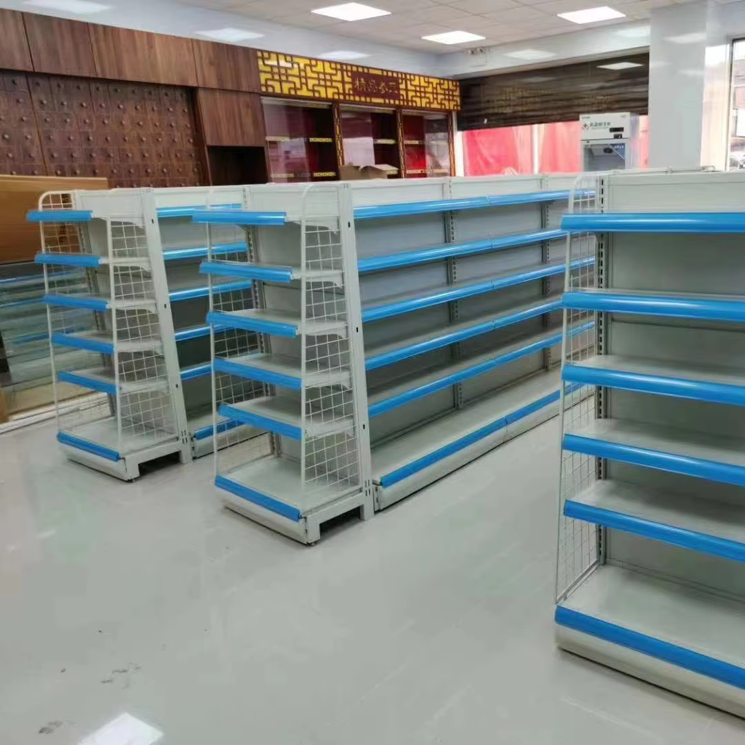 Supermarket Gondola Shelf for Fruit & Vegetable Display Light Duty Pharmacy & Minimarket Rack Metal Material