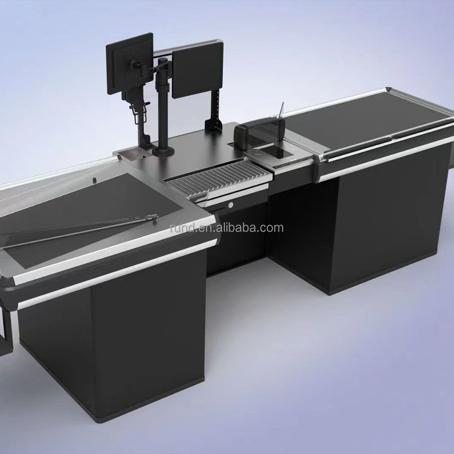 Steel and MDF Automatic Cash Register with Corner Rack for Supermarket and Retail Store Checkout Counters