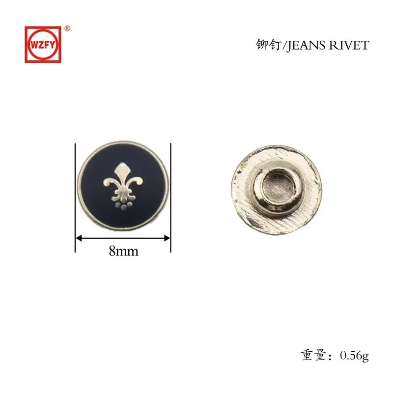 8 Zinc alloy patterned rivets (flower-shaped)