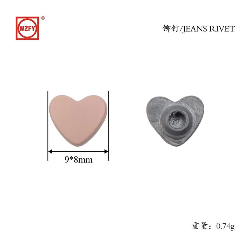 9x8 heart-shaped rivets (pink)