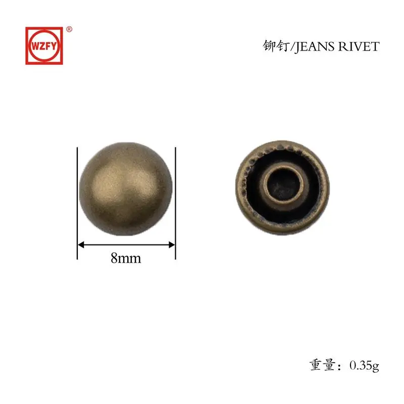 8 mushroom-shaped rivets