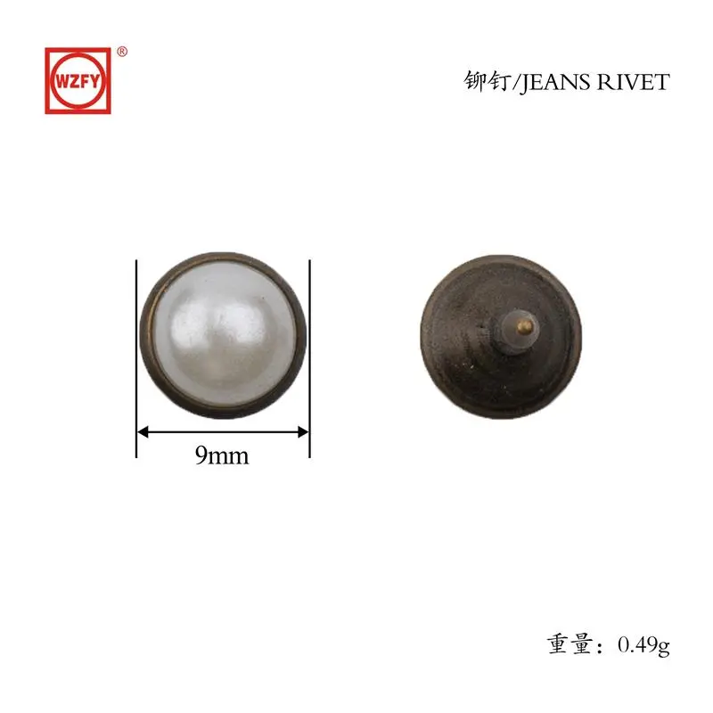 9 flat rive tings with 10 pearl studs