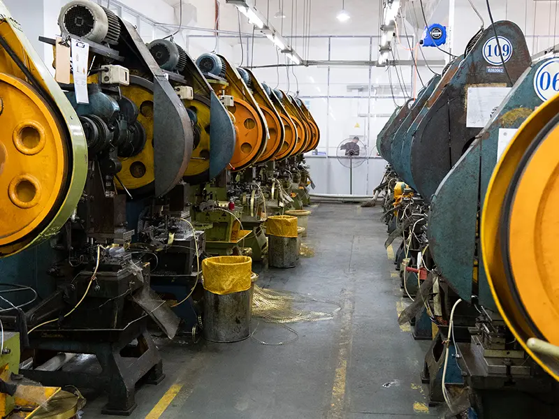 Metal button production line at Fangyuan - automated stamping and surface treatment equipment