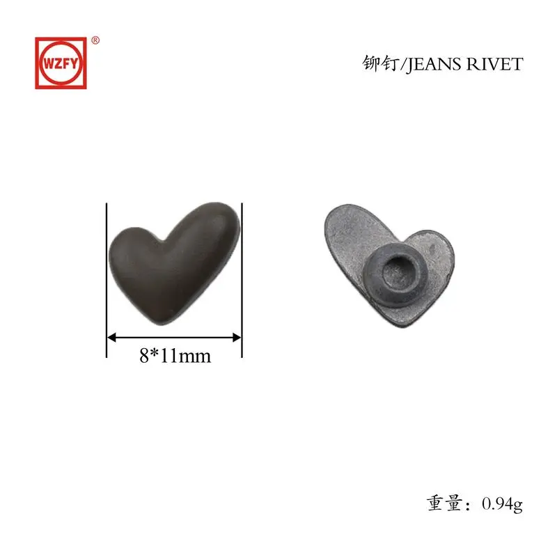 8x11 heart-shaped rivets (black)