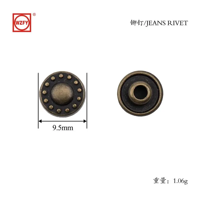 9.5 Zinc Alloy Patterned Rivets