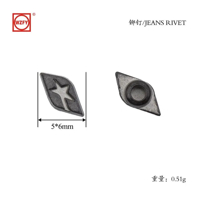 5X6 Zinc Alloy Diamond Rivet