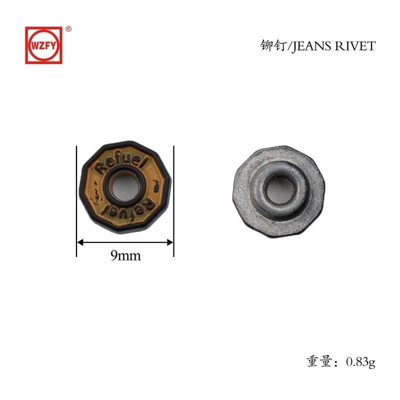 9 Zinc alloy through-hole rivets