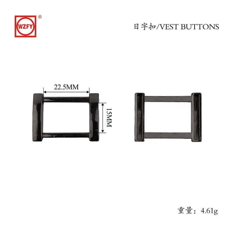 Alloy square buckle with gunmetal plating