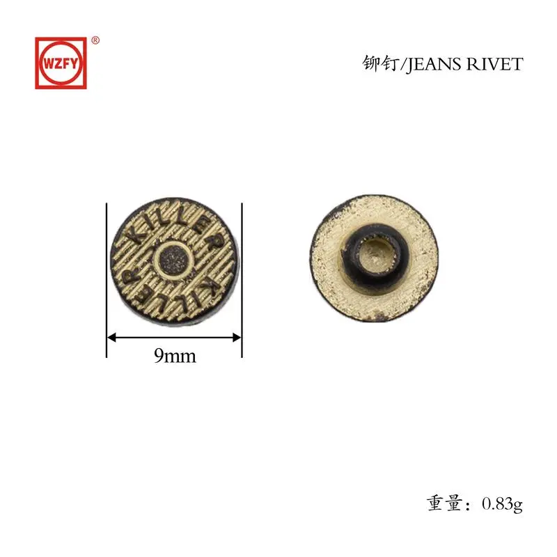 9 Zinc alloy patterned rivets (KILLE)