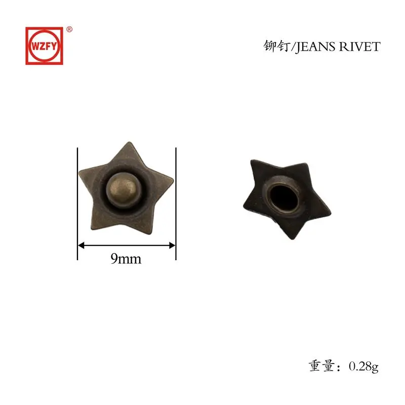 9 Five-pointed star rivets with pointed nails
