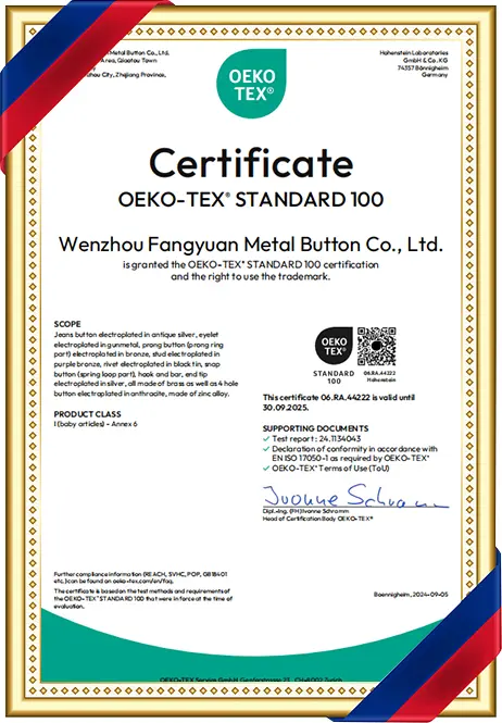 Wenzhou Fangyuan ISO9001:2008 International Quality System Certification