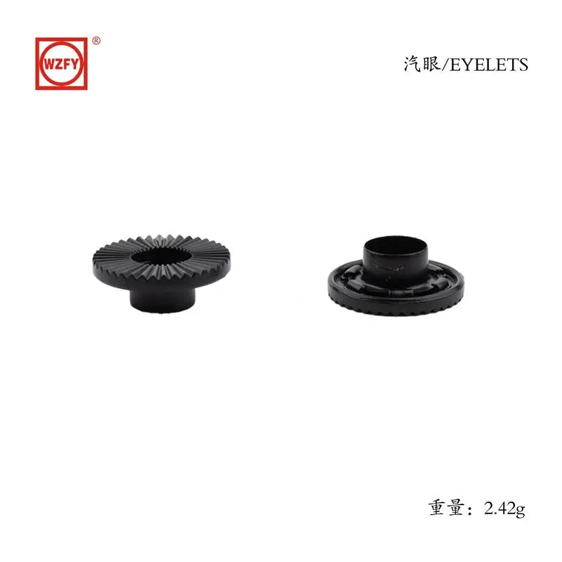 Inner 8mm, outer 18mm zinc alloy patterned eyelet (black)