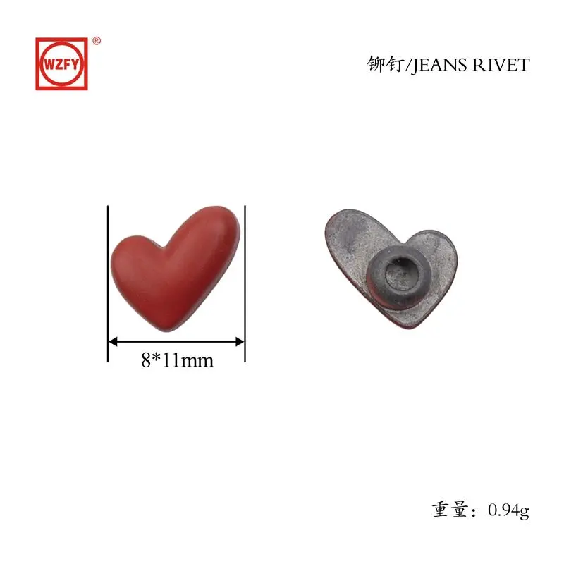 8x11 heart-shaped rivets