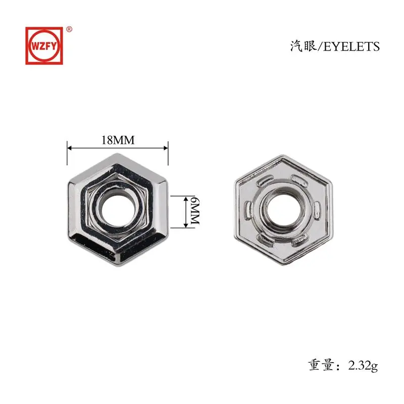 Inner 6, outer 18 zinc alloy hexagonal steam eye