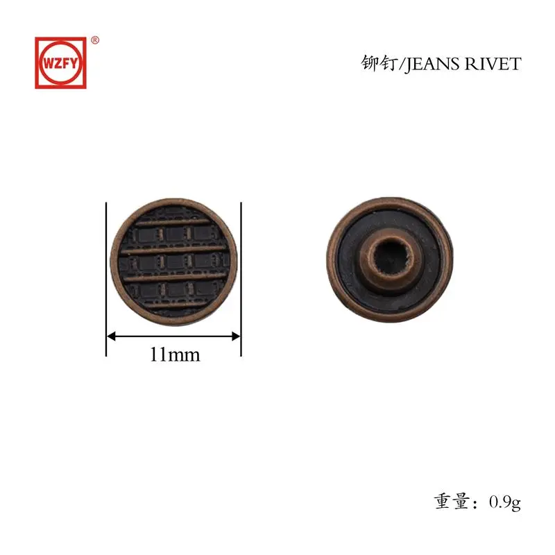 11 Zinc alloy patterned rivets (copper)