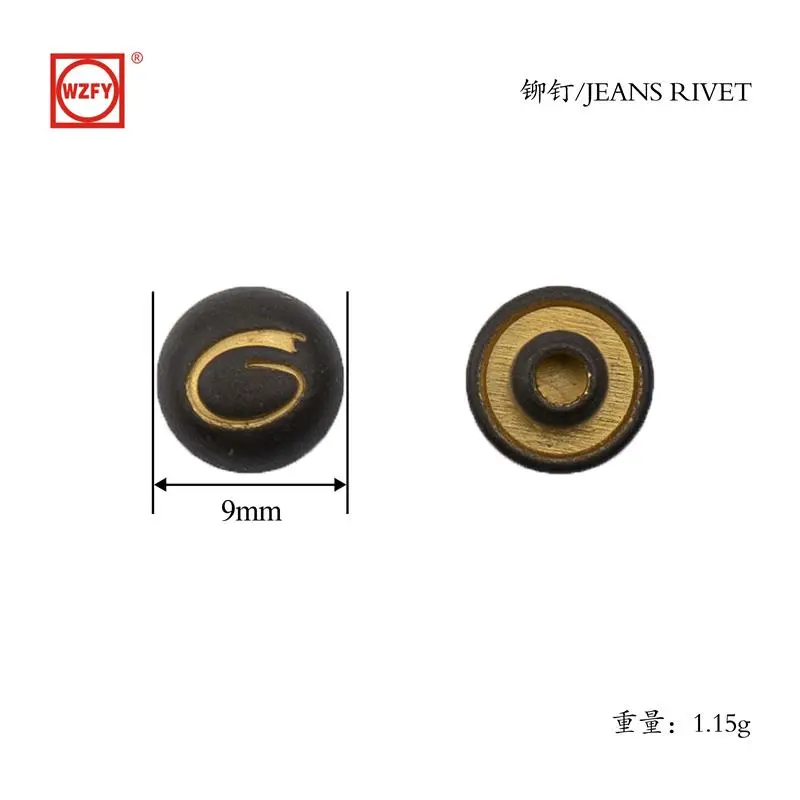 9 Zinc alloy patterned rivets