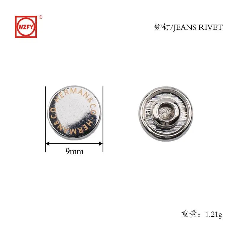 9 Zinc alloy flat laser rivets with pointed nails