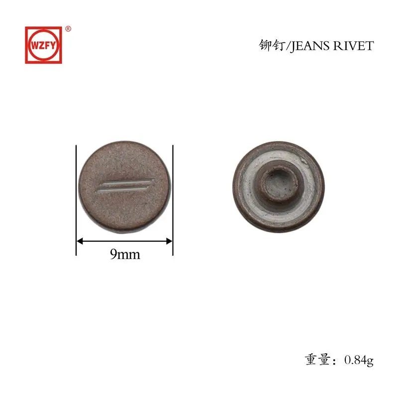9 Zinc alloy patterned rivets (=)
