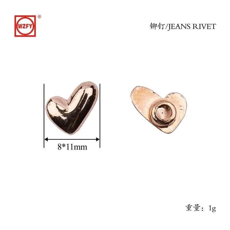 8x11 heart-shaped rivets (platinum)
