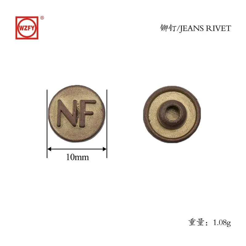 10 Zinc Alloy Patterned Rivets (NF)