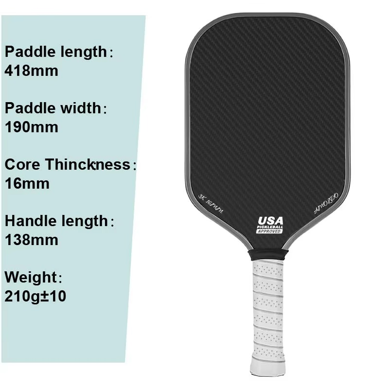 Aprobado por Anxspin Usapa T700 Raqueta de Pickleball Fricción Rugosa Paddle de Carbono Fibra Personalizada Superficie Rugosa Impresión Hueca Paddle de Pickle Paddle de Pickleball