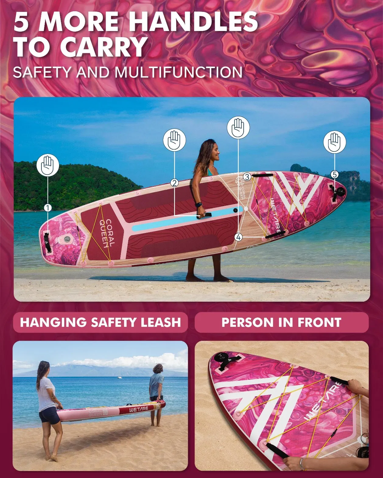 Tabla de Paddle Inflable de Puntos de Caída al por Mayor 3fin Sistema Portátil para Todos los Deportes Acuáticos Ventas Directas de Fábrica