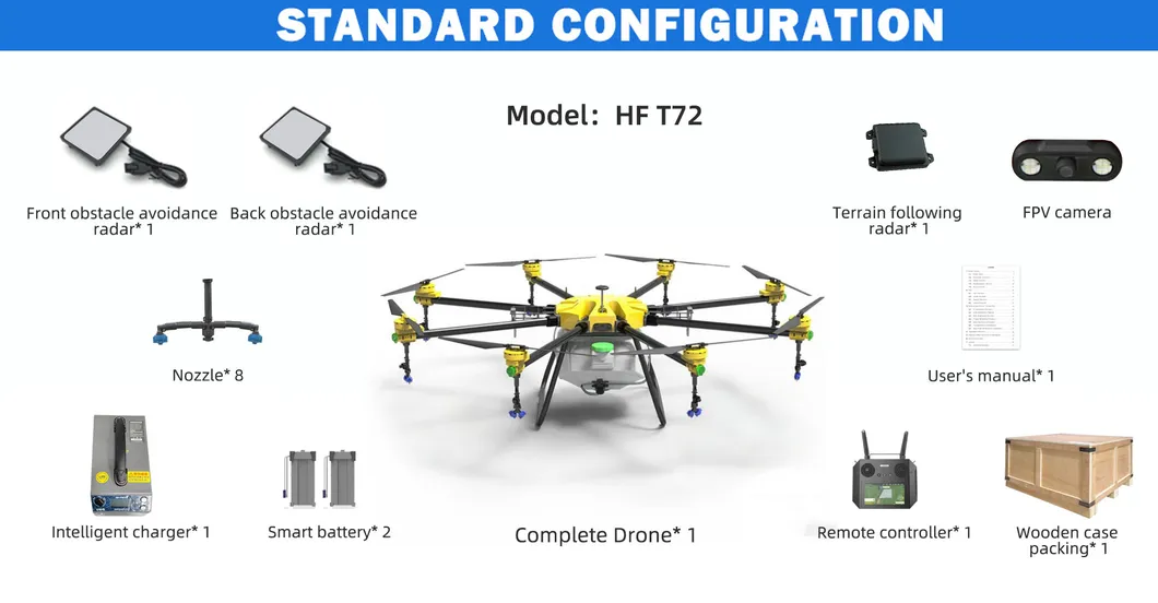 Dron agrícola listo para operación de campo