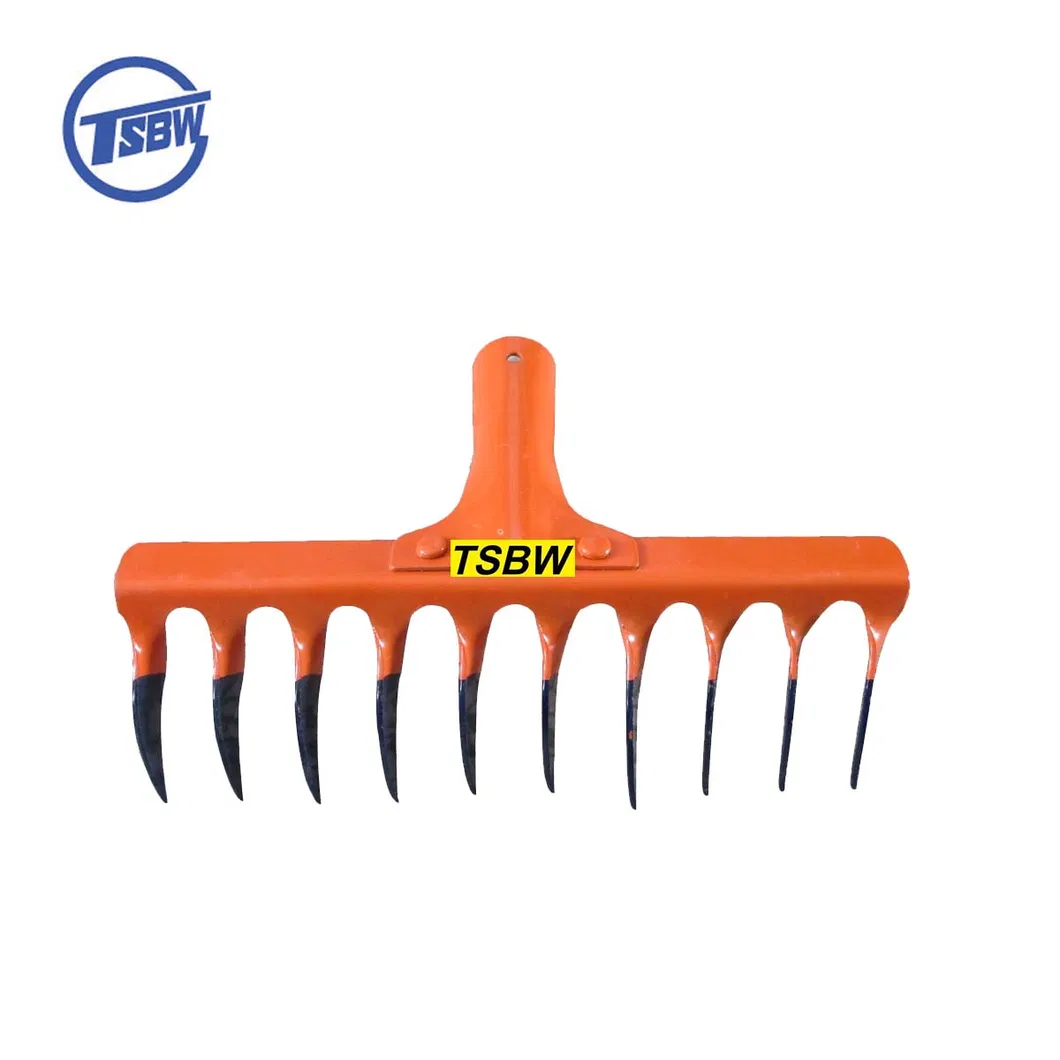 Herramienta de mano para jardinería, pala, rastrillo de dientes en espiral de acero al carbono para hojas y césped