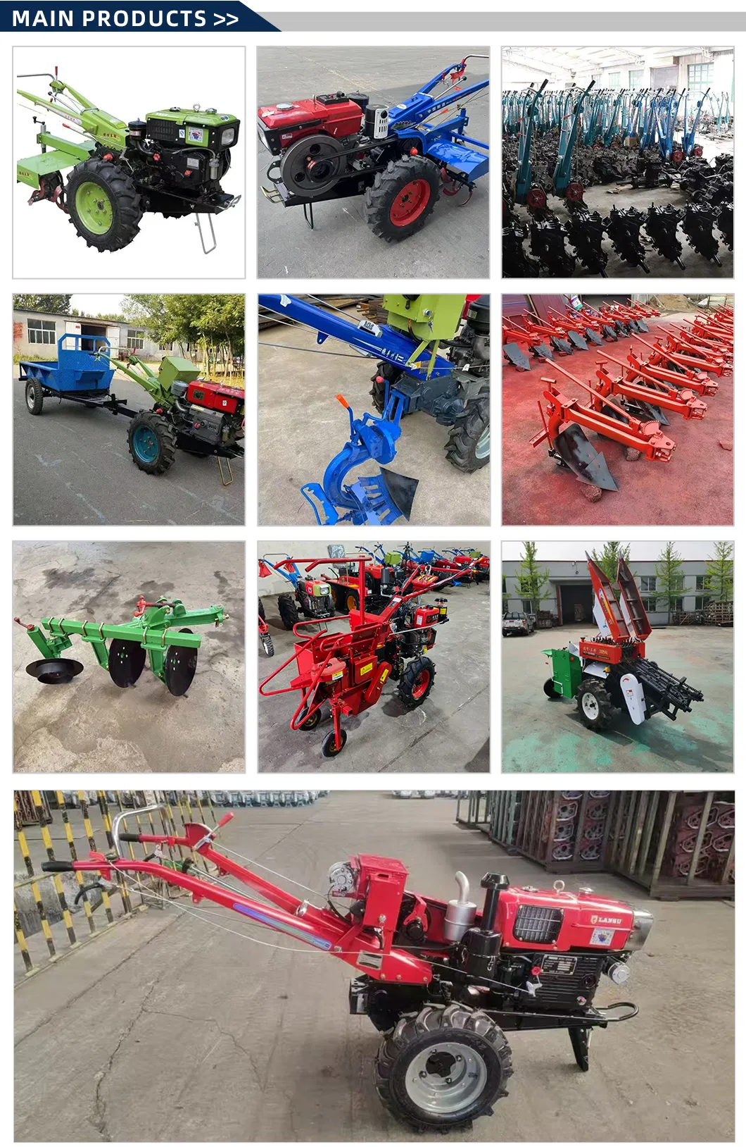 Rastrillo plano de alta eficiencia y resistente para tractor guiado a mano