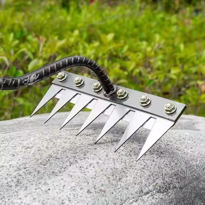 5/6/7/8 Rastrillos de Acero Carbono Engrosado con Garras Herramientas de Desmalezado Metálicas con Dientes de Garra para Jardín y Agricultura