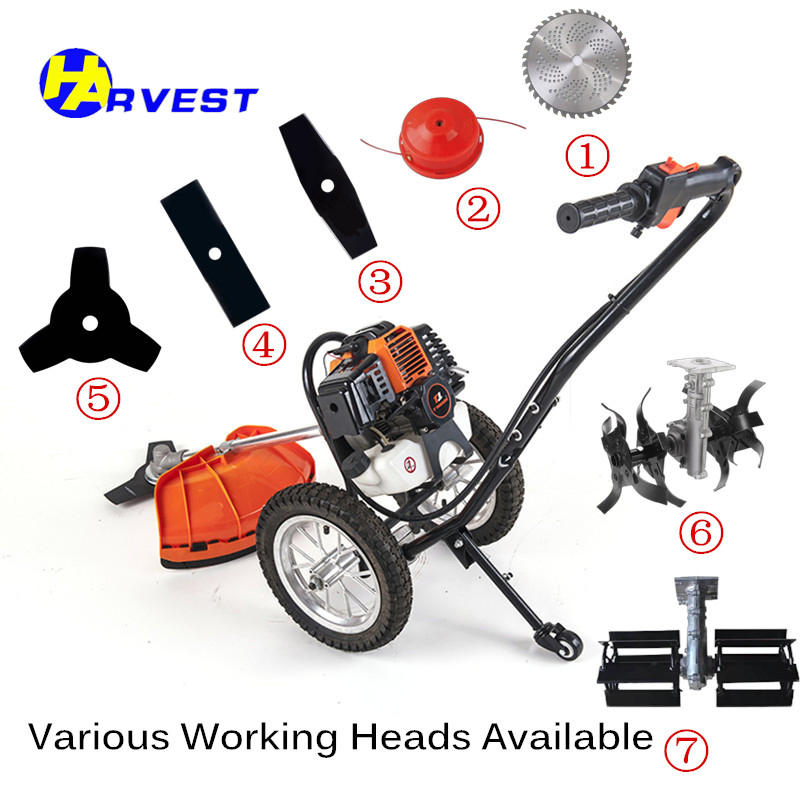 Cortadora de césped manual multifuncional con ruedas flexibles y motor a gasolina (TFC430)