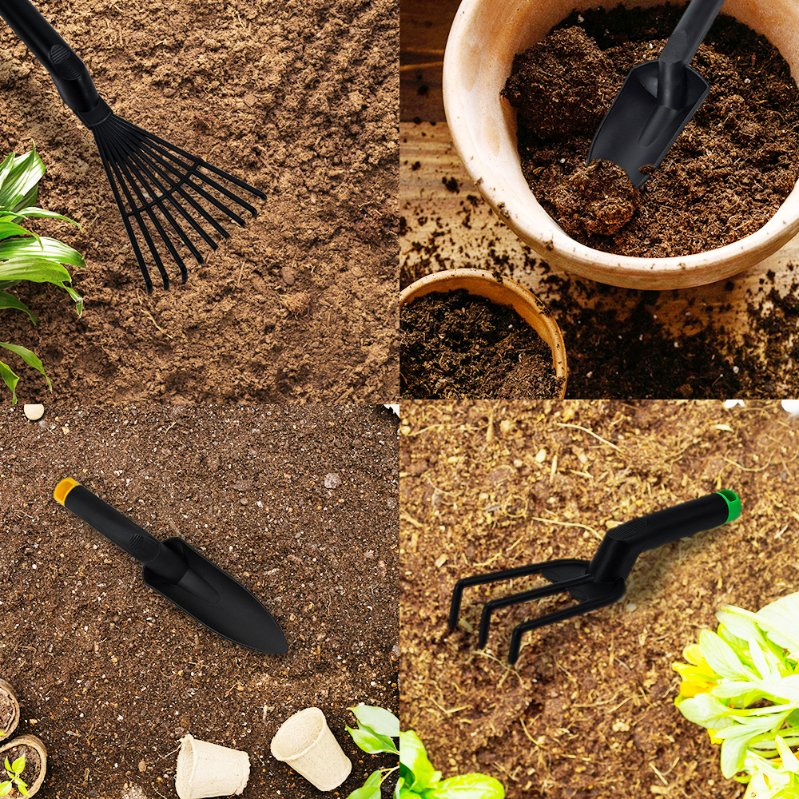 Herramienta de Jardín Ahorro de Espacio 9-Tine Rastrillo de Hojas de Jardín