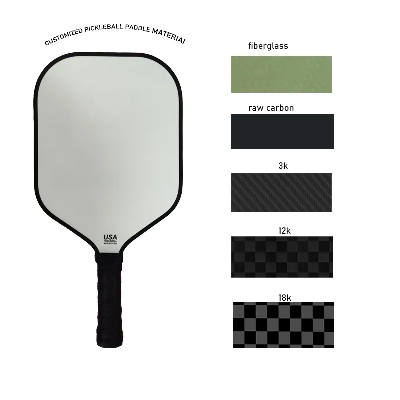Detalle de pala de pickleball de carbono
