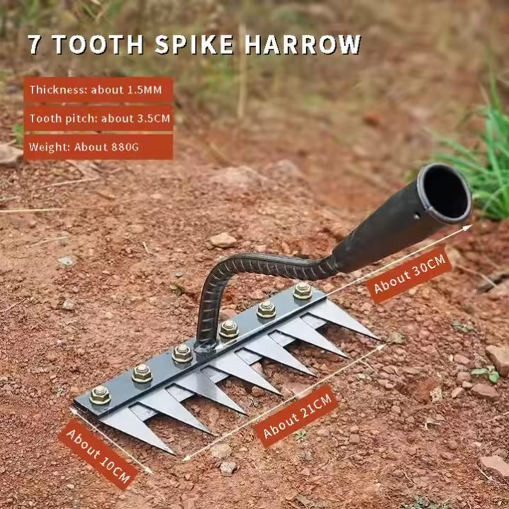 Herramientas de Mano de Rastrillo de Alta Calidad 7-Tooth Material de Acero de Manganeso Plantación de Pinos Flores Duraderas Herramientas Agrícolas