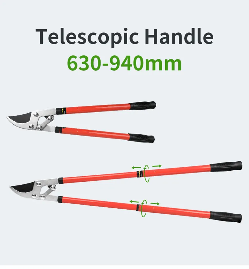 Herramientas de corte de ramas de árbol con mango telescópico, cortadora de ramas extensible, tijeras de podar, lopper de bypass para jardinería