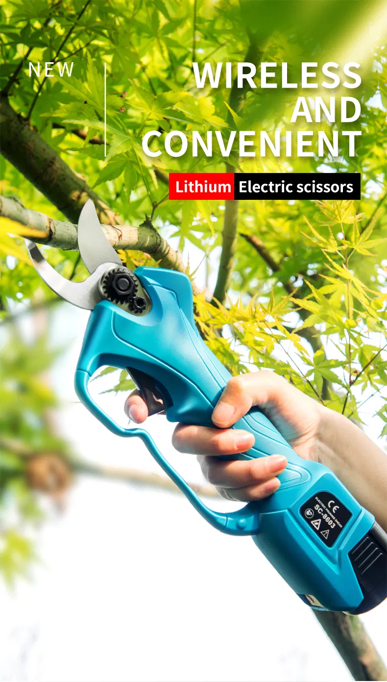 Podadora Eléctrica Suca Profesional 25mm Tijera Eléctrica para Poda de Frutas Podadora Eléctrica de Bypass Puede Ser Equipado con Barra de Extensión