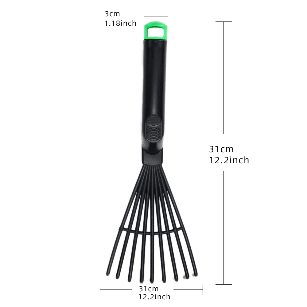 Herramienta de Jardín Ahorro de Espacio 9-Tine Rastrillo de Hojas de Jardín