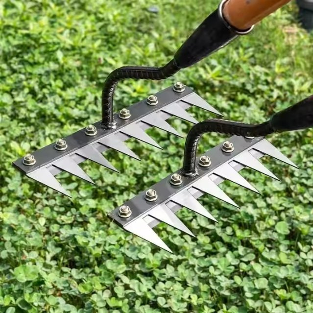5/6/7/8 Rastrillos de Acero Carbono Engrosado con Garras Herramientas de Desmalezado Metálicas con Dientes de Garra para Jardín y Agricultura